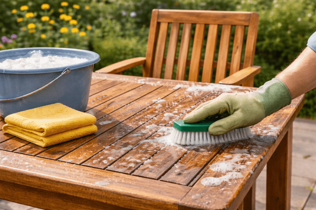 Washing garden furniture
